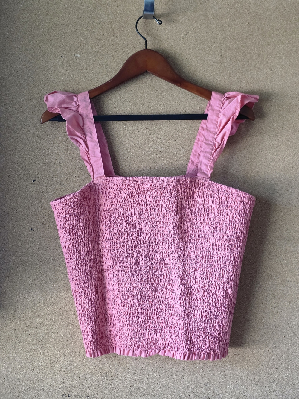 Old Navy Pink Textured Sleeveless Top XL Cotton Ruched Tank Smocked